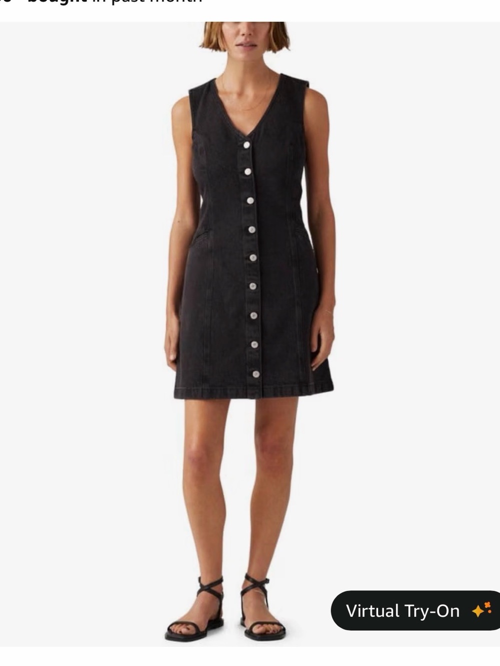 Levi’s Black Denim Button Front Dress Large NWT Sleeveless 90s Minimalist